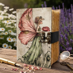 Fairy Leather Journal Handmade Deckle Edge Notebook Vintage Storybook Diary Fairycore <b>Book</b> of Shadows Cottagecore Gift - Product Image 6