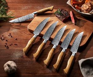 ชุดมีดดามัสกัสพร้อมด้ามไม้ไซคามอร์ธรรมชาติสวยงาม - ใบมีดคมกริบไม่หยัก - เหล็ก VG10 ญี่ปุ่น 67 ชั้น - Product Image 3