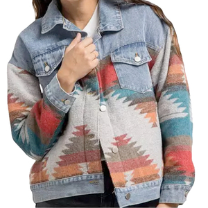 Vestes en jean bleues brodées sur mesure pour femmes, veste en jean en coton, veste en jean pour femmes, manteau court - Product Image 4