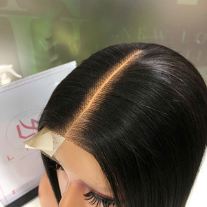 Fermeture de perruque bon marché droite en os noir 2x6 12 pouces 180% densité | Cheveux humains vietnamiens simples - Product Image 4