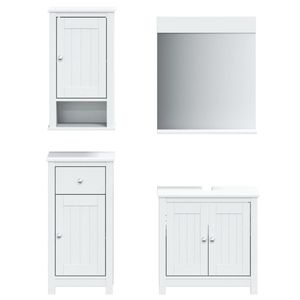 4 pezzi Set di mobili da bagno in legno massello di pino bianco BERG - Product Image 2