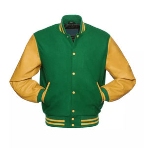Veste de baseball sur mesure bleu marine en laine et cuir, style universitaire, bomber en polaire, haute qualité avec OEM - Product Image 5