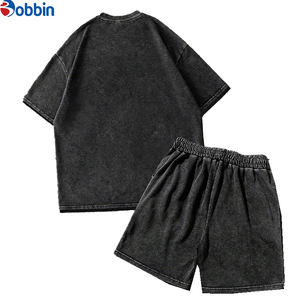 Unisex High Quality Cotton Drop Shoulder Oversized Rhinestone T <b>Shirt</b> Shorts Set Solid Color Plus Size <b>Men</b> T-<b>Shirt</b> & Shorts Set - Product Image 6