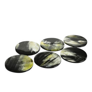 Ensemble de dessous-de-verre ronds faits à la main en corne, aspect artisanal, pour décoration de ferme, prix de gros - Product Image 2