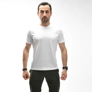 Men's <b>White</b> Slim Fit Crew Neck Short Sleeve T Shirt <b>Plain</b> Basic Casual Everyday Wear Tee - Product Image 1