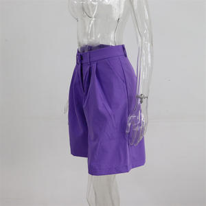Shorts Rectos de Verano para Mujer, Casuales, de Color Sólido, Cintura Media, con Bolsillos con Cremallera, Transpirables y Ecológicos - Product Image 6