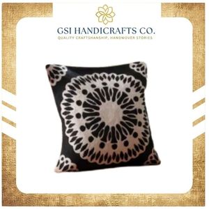 Top Quality Bohemian Geometric <b>Throw</b> <b>Pillow</b> Cover Square Black and Cream Screen Printed Washable Decorative Cushion For Sale - Product Image 2