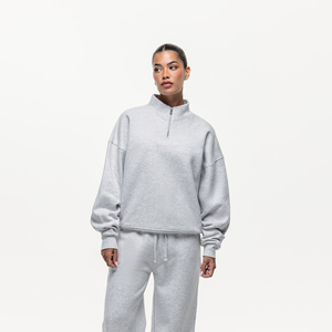 Sweat-shirt à col roulé zippé pour femme, manches longues, couleur unie, idéal pour l'extérieur - Product Image 3