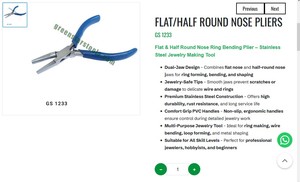 Alicates de Punta Plana y Redonda de Acero Inoxidable, Herramienta para Doblar Anillos y Hacer Joyería, Mordazas Lisas, Agarre Ergonómico |   N.° de artículo GS-1233 - Product Image 3