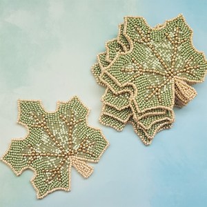Handmade Beaded Maple Leaf Drinking Straws Luxury Eco-Friendly Portable Washable Reusable Fabric <b>Bar</b> <b>Mats</b> Classic Autumn Design - Product Image 3