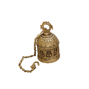 Cloche murale vintage en laiton massif pour jardin extérieur, avec chaîne de suspension, lot de 2 cloches pour aménagement paysager et terrasses - Product Image 4