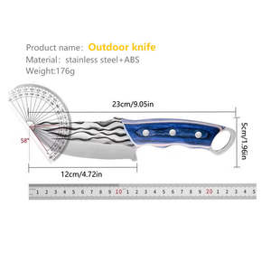 Couteau de boucher de haute qualité en acier à haute teneur en carbone, manche en bois bleu, fourré, avec étui en cuir - Product Image 3