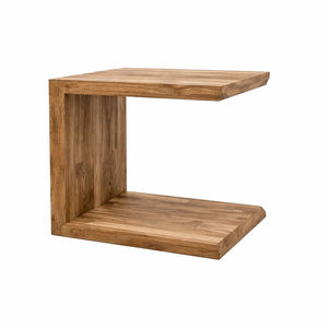 Table d'appoint en bois massif durable, écologique et naturelle, de style scandinave moderne, en forme de U, table basse ergonomique de forme géométrique - Product Image 1