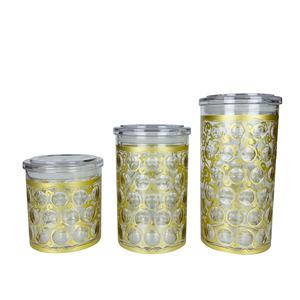 Pot à bonbons en plastique acrylique doré design à pois - Product Image 1