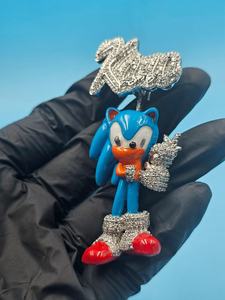 Colgante de Moissanita Sonic The Hedgehog, Plata 925, Amuleto de Dibujos Animados, Joyería Temática de Lujo, Regalo Unisex - Product Image 4