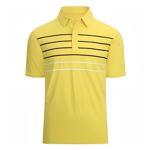 Custom <b>Mens</b> Golf <b>Polo</b> <b>Shirt</b> Striped Performance <b>Polo</b> Moisture Wicking Sportswear OEM ODM Manufacturer Supplier - Product Image 2
