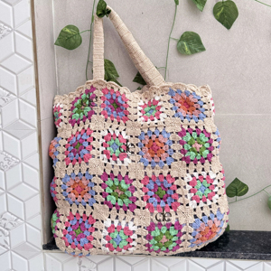 มาใหม่ล่าสุดฤดูร้อนชายหาดฟางกระเป๋าโบฮีเมียนโครเชต์กระเป๋าถือHandmadeผู้หญิงไหล่กระเป๋าหญ้าทะเลสไตล์Macrameกระเป๋า - Product Image 1