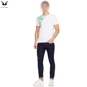 Camisetas de Buena Calidad Blancas con Detalles Verdes, Transpirables, con el Diseño Más Reciente, Servicio OEM, Camisetas de Hombre 100% Algodón Tejido - Product Image 3