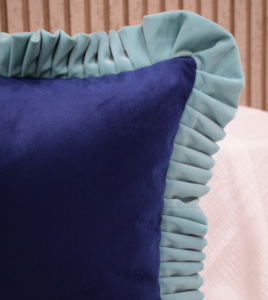 High Quality Velvet Ruffle Border Cushion Cover Elegant Decorative <b>Throw</b> Pillow Cover Home Decor Latest Cushion Cover Supplier - Product Image 2