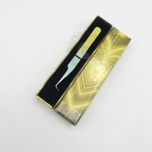 Venta caliente 90 grados Ombre polvo recubrimiento plata punto Acero inoxidable pestañas pinzas diamante patrón tarjeta caja embalaje mano - Product Image 5