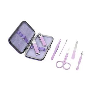 Portable <b>Nail</b> <b>Kit</b> 7 in 1 Stainless Steel Manicure Set with Clipper Scissor File for Adults Classic Style Case Packaging - Product Image 1