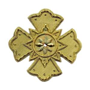 แพทช์รูปกางเขนทองคำแบบขายส่ง OEM ชุดกางเขนปักลายสำหรับพิธีกรรม งานปักดิ้นทอง งานปักดิ้นเงิน งานปักดิ้นลวดทองคำ งานปักแบบติดผ้าสักหลาดตามสั่ง - Product Image 1