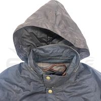 Veste coupe-vent marron pour homme avec fermeture à boutons, capuche, coupe classique, en toile cirée imperméable, idéale pour la chasse en automne