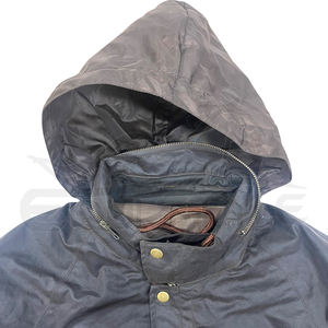 เสื้อแจ็คเก็ตกันน้ำสำหรับกิจกรรมกลางแจ้งแบบขายส่ง มีฮู้ด เสื้อโค้ทสำหรับล่าสัตว์ มีกระเป๋าหลายช่อง ติดกระดุม เสื้อกันลม เสื้อแจ็คเก็ตผ้าแคนวาสเคลือบแว็กซ์สำหรับผู้ชาย - Product Image 4