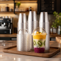 Gobelets à bulles en PET avec logo personnalisé et couvercles, 12 oz et 16 oz, gobelets jetables transparents pour café et boissons froides, vente en gros