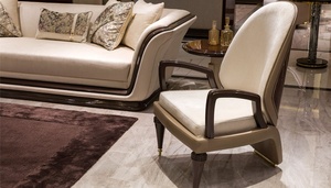 Juego de Sofás de Madera de Teca Sólida de Lujo Moderno, Contemporáneo, de 8 Plazas, con Acabado Brillante, Muebles Italianos para Sala de Estar, Mesa de Centro - Product Image 4