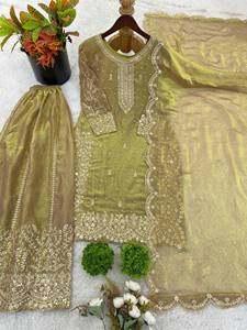 Ensemble de costume palazzo indien de créateur avec dupatta brodée - Product Image 5