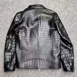 Chaqueta de Cuero con Estampado de Cocodrilo de Lujo para Hombre, Estilo Motero, Chaqueta de Invierno, Venta al Por Mayor, Personalizada, ODM, OEM - Product Image 2