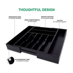 Adjustable Expandable Kitchen <b>Drawer</b> <b>Organizer</b> for Bamboo Flatware Organizing Utensils - Product Image 3