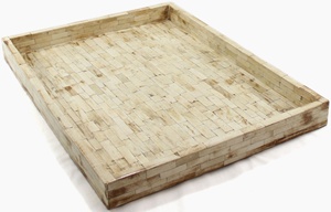 Handcrafted Sustainable Modern Luxury MDF Wood & Resin Inlay <b>Single</b> Tier Decorative Serving Tray for Desk and Tableware - Product Image 4