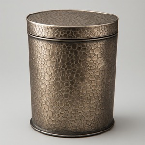 Cylindrical Metal Storage Bucket With Lid Hammered Bronze Finish Classic Style Indoor Household Use - Product Image 4