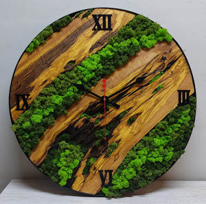 Greenery Home <b>Decor</b> <b>Wall</b> <b>Clock</b> with Moss <b>Wall</b> Art Stencil Made Moss & Wood <b>Wall</b> <b>Clock</b> <b>Decor</b> Gift - Product Image 5