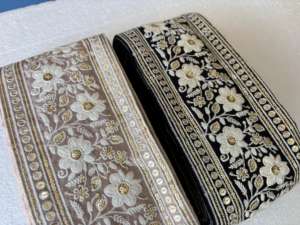 Cordones de Algodón 100% Bordados con Flores de Dos Tonos, de 1'' a 1 7/8'' de Ancho, Estilo Vintage, Ecológicos y de Lujo, para Vestidos, Saris de Novia y Caftanes - Product Image 2