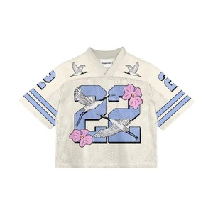 Maillot de football vintage personnalisé en maille, col en V oversize, manches trois-quarts, unisexe, streetwear, rétro, hip-hop, sport, OEM - Product Image 2