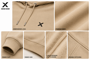 X Sports City – Nouveaux sweats à capuche ajustables 100 % coton pour hommes, personnalisables, avec œillets métalliques, poche kangourou, revers et ourlet côtelés - Product Image 4
