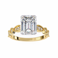 Bague de fiançailles classique en diamant de laboratoire taille émeraude, monture à griffes en or 10K, tendance, certifiée IGI, pour usage quotidien, marque personnalisée