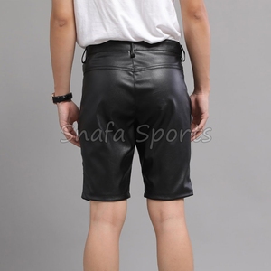 กางเกงขาสั้นหนังคุณภาพพรีเมียมสำหรับสตรีทแวร์ ผลิตภัณฑ์ระดับมืออาชีพ รับทำโลโก้ตามสั่ง OEM ODM ดีไซน์แฟชั่นล่าสุด กางเกงขาสั้นหนังผู้ชาย - Product Image 2