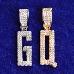 Iced Out Moissanite Letter Name <b>Pendant</b> 925 <b>Silver</b> Micro Pave Hip Hop Letter <b>Pendant</b> Custom <b>Initial</b> Letter <b>Pendant</b> Rope Chain - Product Image 1