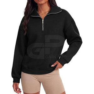 Trendy <b>Women</b> <b>Quarter</b> <b>Zip</b> <b>Sweatshirt</b> With Relaxed Fit Half <b>Zip</b> Closure Soft Fabric For Casual Outfits And Seasonal Wear - Product Image 4