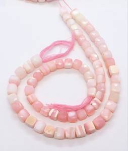 Perles cubiques facettées en opale rose naturelle AAA, 8-9 mm, pierres précieuses en opale de forme boîte, perles cubiques 3D de 8 pouces, perles d'opale rose pour la fabrication de bijoux - Product Image 3