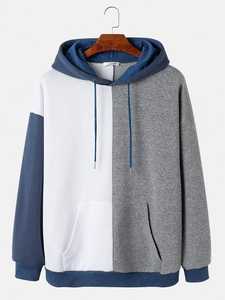 Sweat-shirt à capuche pour homme, coupe ample, en coton et polyester tricoté, avec poche avant, style décontracté, pour l'automne - Product Image 3
