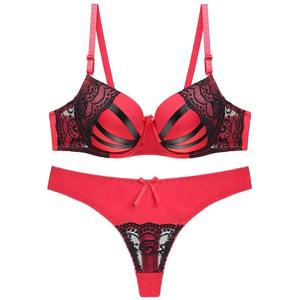 Ensemble de sous-vêtements sportifs pour femmes en deux pièces de couleur rouge vin, soutien-gorge et culotte de sport pour femmes en coton, sous-vêtements 100% coton - Product Image 2