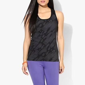 <b>Women's</b> <b>Black</b> Geometric Print <b>Tank</b> <b>Top</b> Scoop Neck Knitted Quick Dry Sporty Style 100% Polyester - Product Image 3