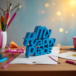 Adorno Decorativo de Madera 'Mi Lugar Feliz', Ideal para Mesa de Estudio, Escritorio u Oficina, Decoración Original para Habitación - Product Image 3