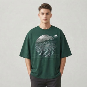 T-shirt surdimensionné 100 % coton épais pour homme, coupe ample, épaules tombantes, manches courtes, décontracté, séchage rapide, écologique - Product Image 3