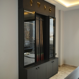 Argmac <b>bar</b> cabinet and counter Solid Teak Wine Storage Cabinet with Flat Panel Doors and Wood Handle - Product Image 5